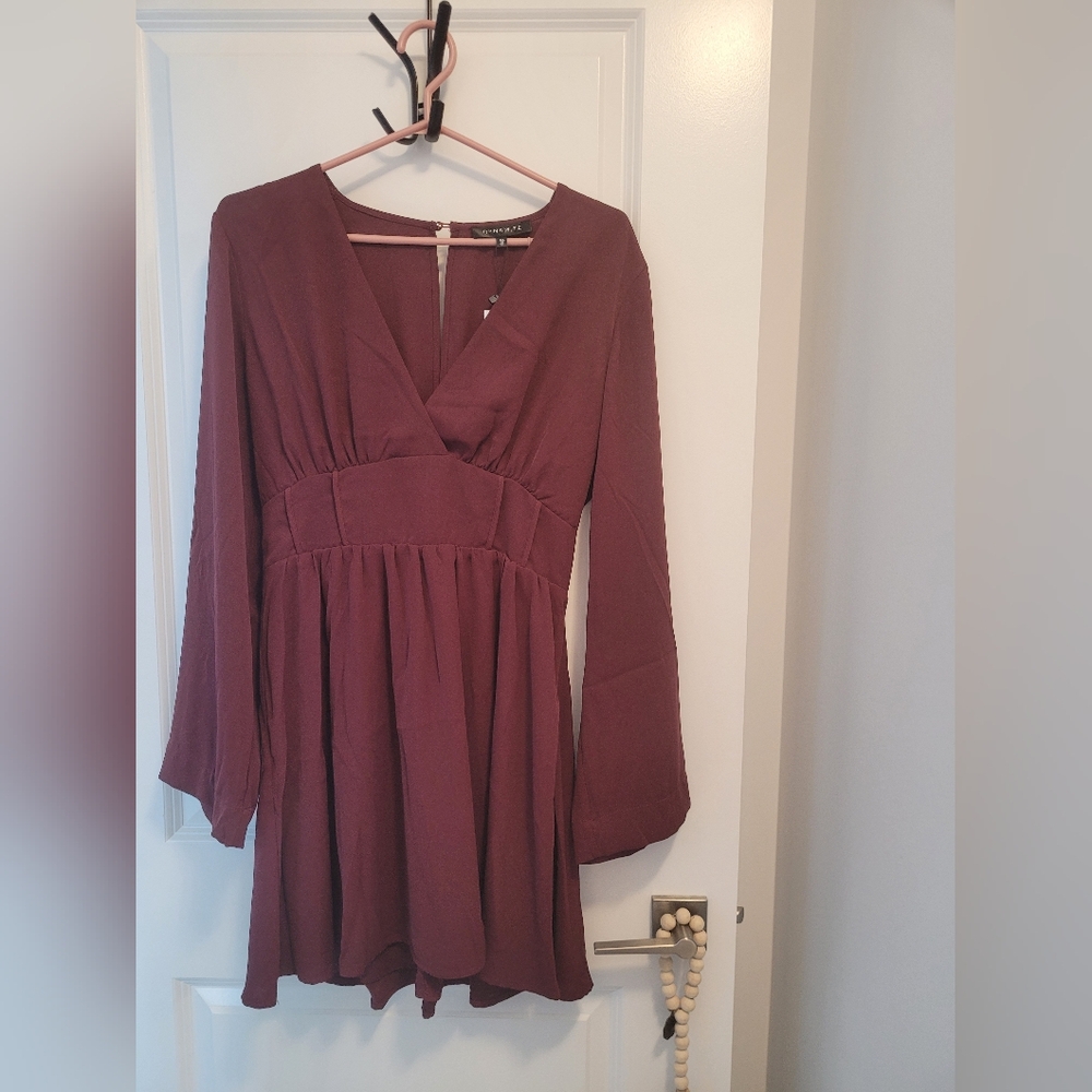 Dynamite Deep Burgundy Long Sleeve Dress